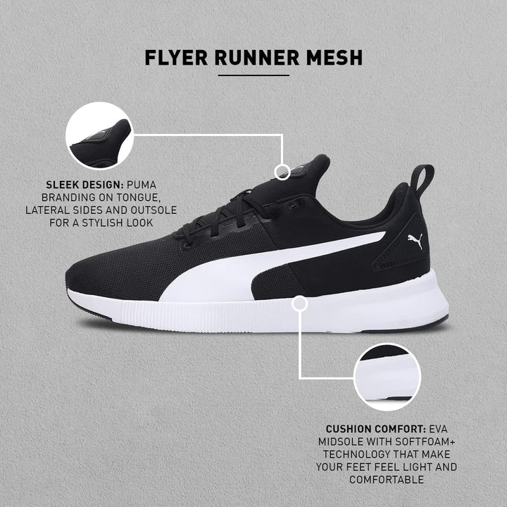 Puma Unisex Flyer Runner MeshLaufschuh 43 EU Puma Black Puma White, 43 EU Puma Black Puma White