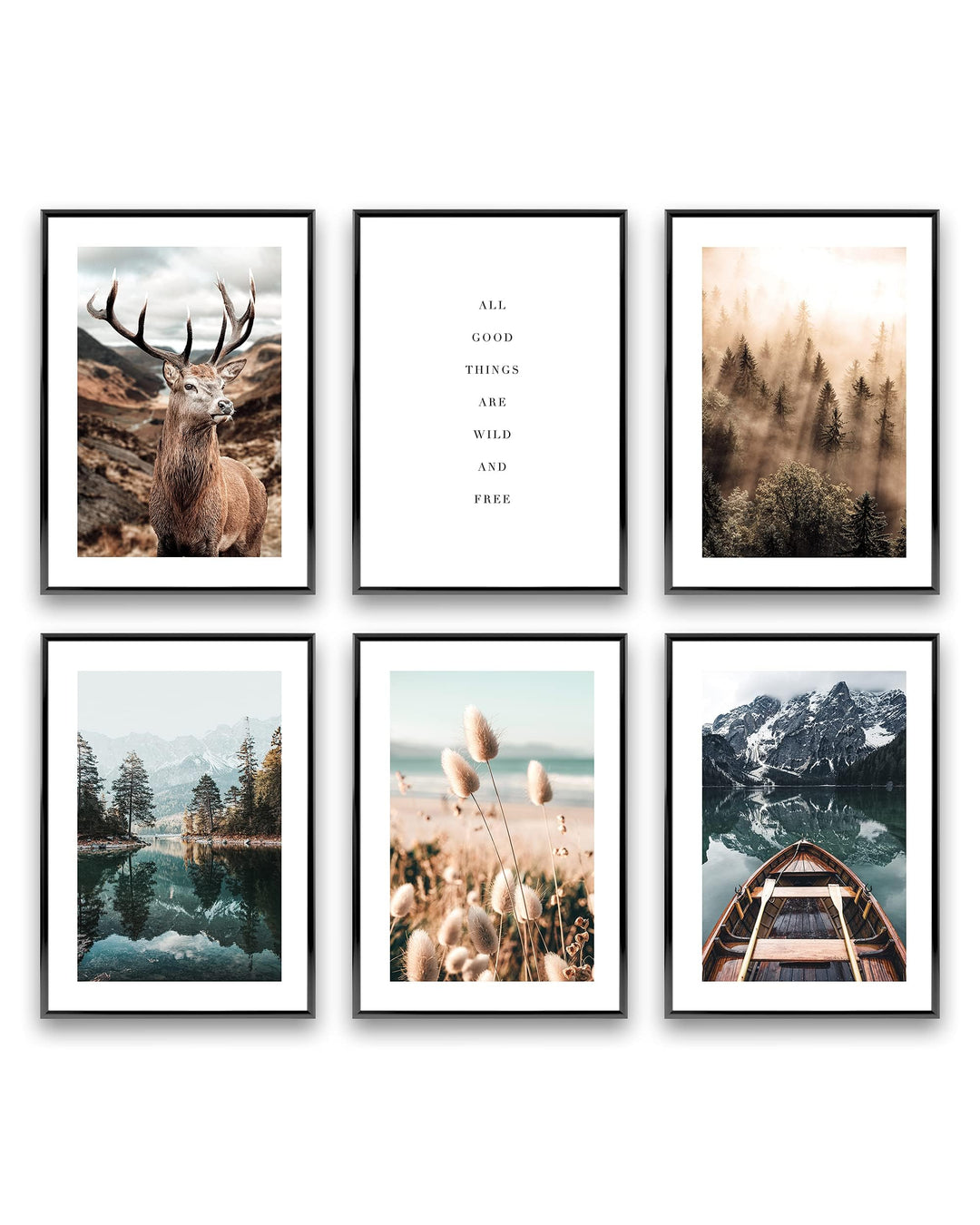 Heimlich® Premium Poster Set OHNE Bilderrahmen | Stilvolles Set mit passenden Bilder als Wohnzimmer