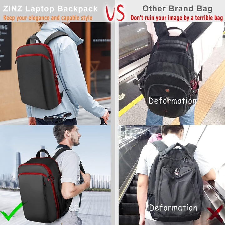 ZINZ Schlanker und Erweiterbarer 15" 15,6" 16" Laptop Rucksack, Diebstahlschutz, Business Reise Note