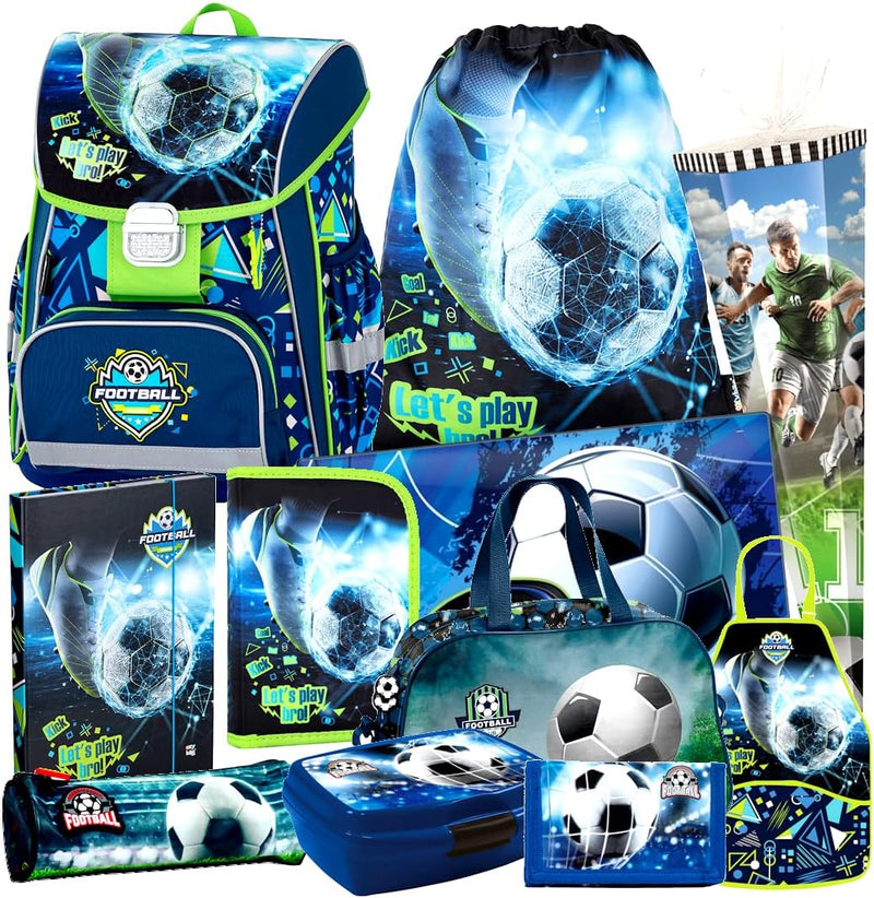 Fussball Football 10 Teile Schulranzen RANZEN Schultüte Tornister Set mit Sticker von Kids4shop Tasc