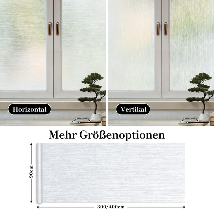 Qualsen Fensterfolie Blickdicht,Milchglasfolie Selbstklebend Fenster Sichtschutzfolie Non-Klebefolie