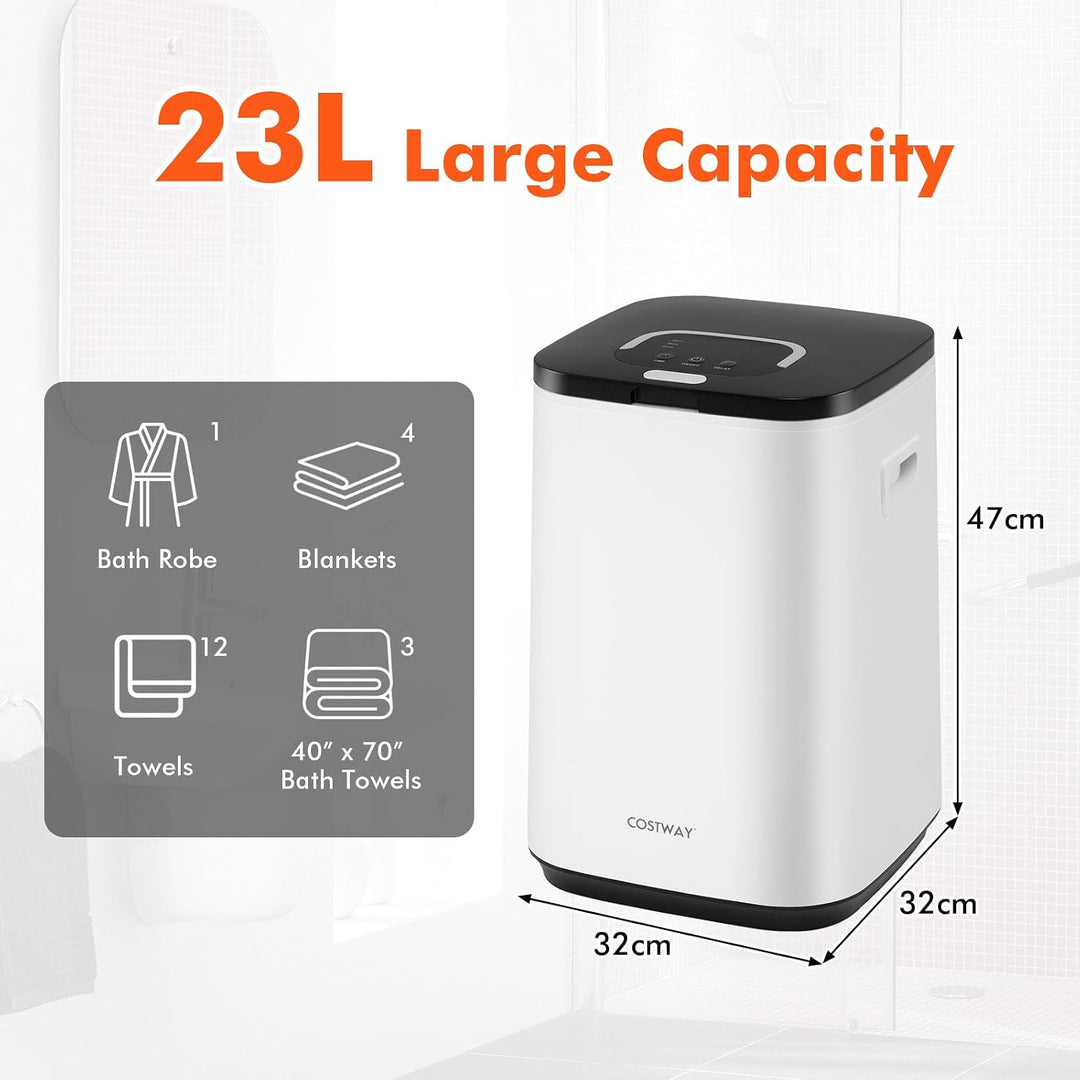 FANTASK 23L Elektrischer Handtuchwärmer, Wärmegerät mit 4 Haken, Timer &amp; Anzeigelampe &amp; Auto-Abschal