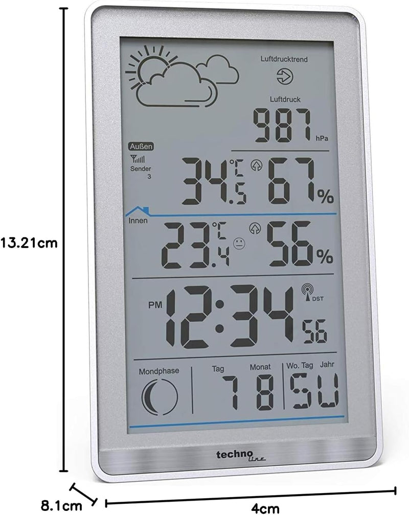 Funkwetterstation WS9218 inklusive Aussensender TX106-TH, Innentemperatur, Aussentemperatur, Luftfeu