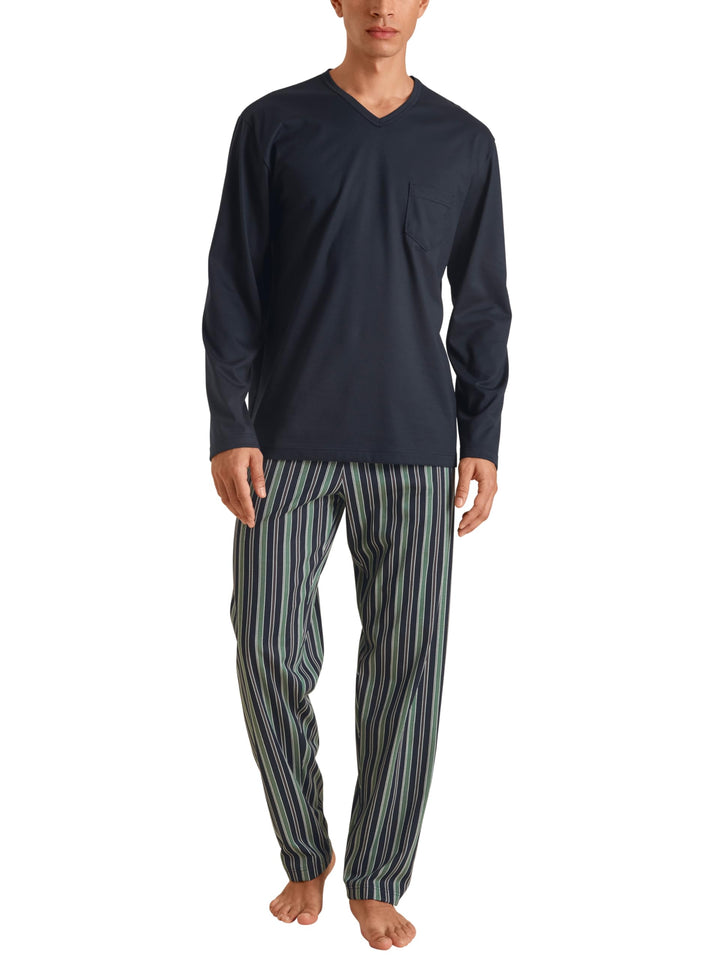 CALIDA Relax Imprint Pyjama, lang Herren Blue Night 50, Blue Night 50
