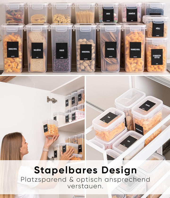 Deco haus® Vorratsdosen mit Deckel 24 Set L - Aufbewahrungsbox Küche Luftdicht Vorratsbehälter - Fri