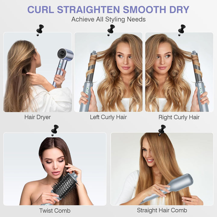 Air Styler, 110,000 RPM High-Speed Ionen Haartrockner mit Föhn, Warmluftbürste Haarstyler, 20m/s Luf