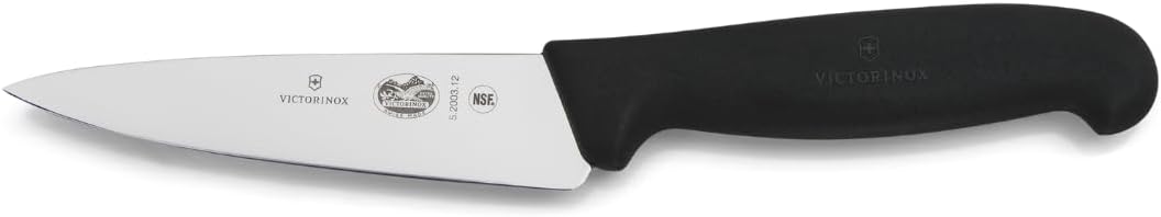 Victorinox Fibrox Kochmesser, Kleines Universalmesser für Obst und Gemüse, 12 cm, Gerade Klinge, Sch