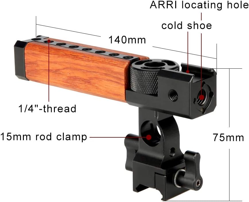 NICEYRIG NATO Griff Kamera Griff Holzgriff mit 15mm Rod klemme Schuhhalter Aufnahmebohrung für ARRI