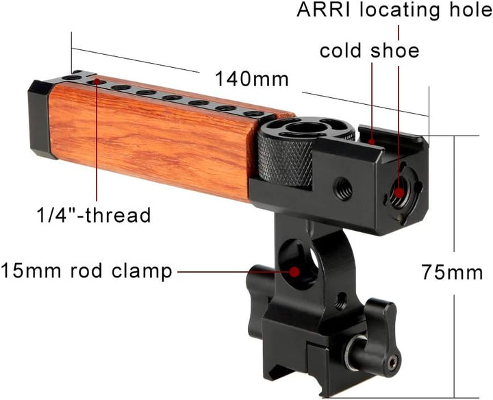 NICEYRIG NATO Griff Kamera Griff Holzgriff mit 15mm Rod klemme Schuhhalter Aufnahmebohrung für ARRI