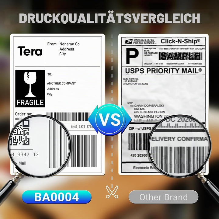 Tera Shipping Label Versandetiketten 100 x 150 mm, 250 Labels x 6 Rollen = 1500 Labels für Verschied