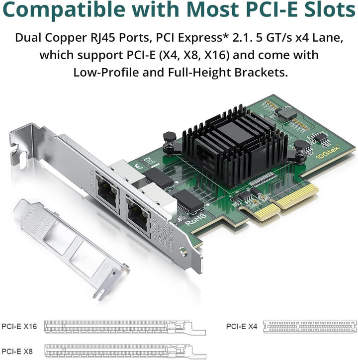 ipolex 1.25G Ethernet-Netzwerkkarte, 2X RJ45+ Port, 10GbE NIC im Vergleich zu Intel i350-T2, unterst