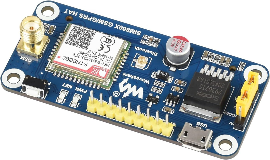 Waveshare GSM/GPRS HAT for Raspberry Pi 2B/3B/3B+/Zero/Zero W Jetson Nano Based on SIM800C Send Mess
