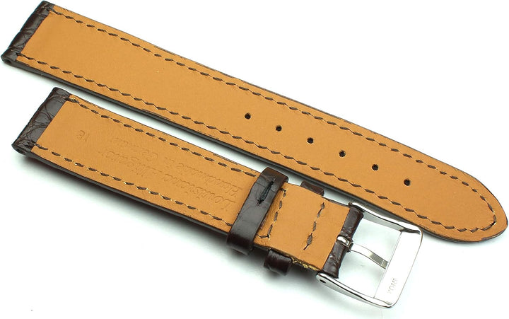 18mm Echt Alligator Klassik handgemacht in Deutschland Uhrenarmband Dunkel braun