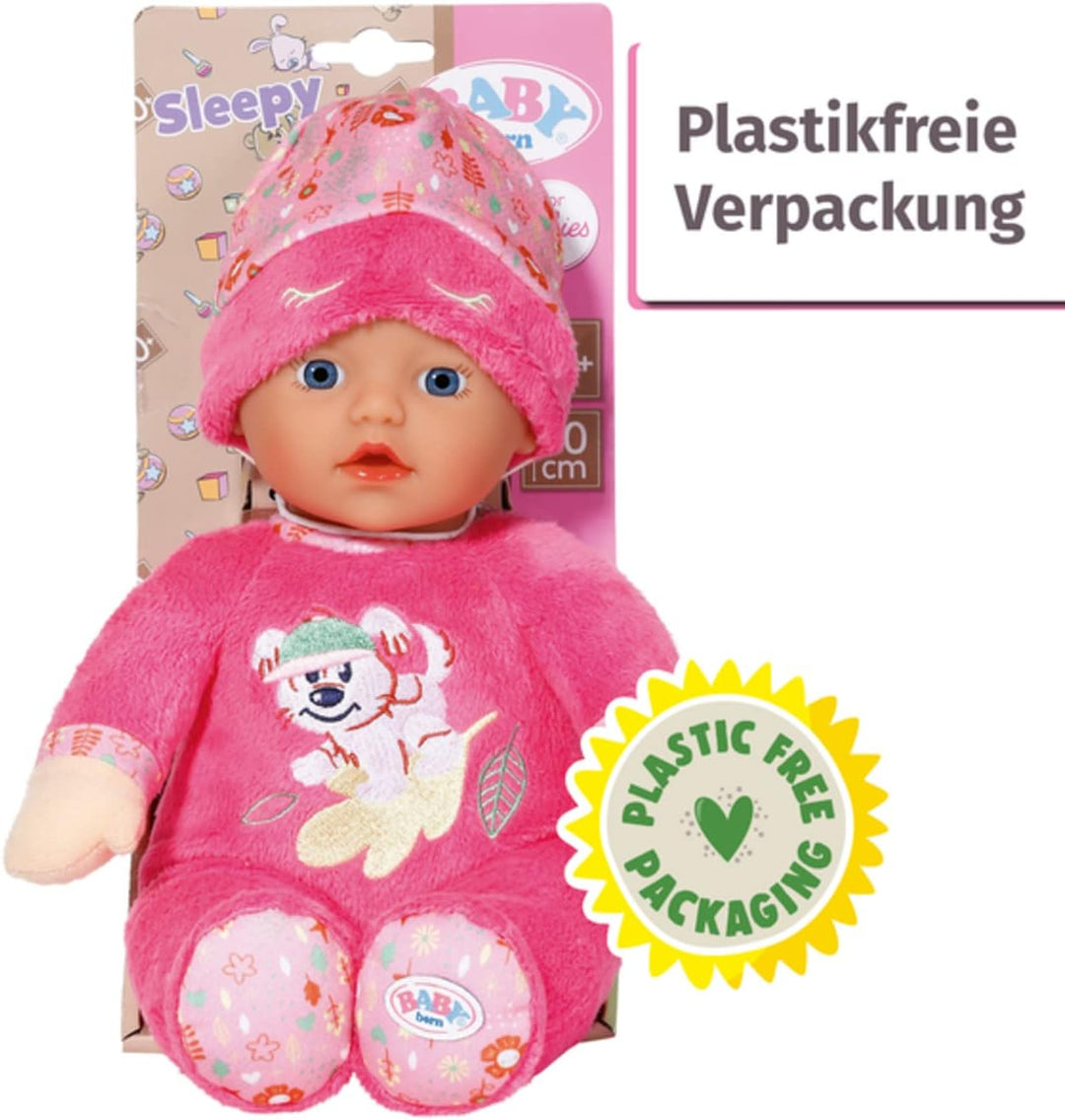 BABY born Sleepy for babies pink, waschbare Stoffpuppe mit herunterziehbarer Mütze und integrierter