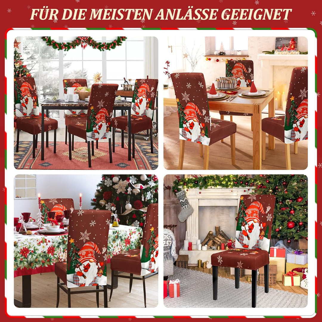 Yugarlibi Weihnachten Stretch Stuhlhussen 4er Set Stuhlbezug Schwingstuhl Universal Elastische Esszi