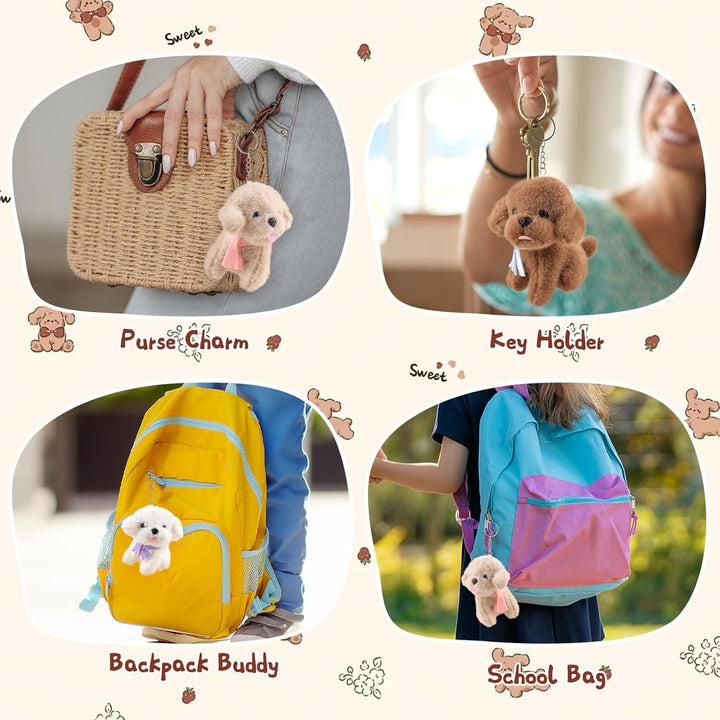 ANBOOR 6pcs 12cm Hunde-Plüschtiere, süsses Hundewelpen-Plüschtier mit Schal, Duftende Teddys, kleine