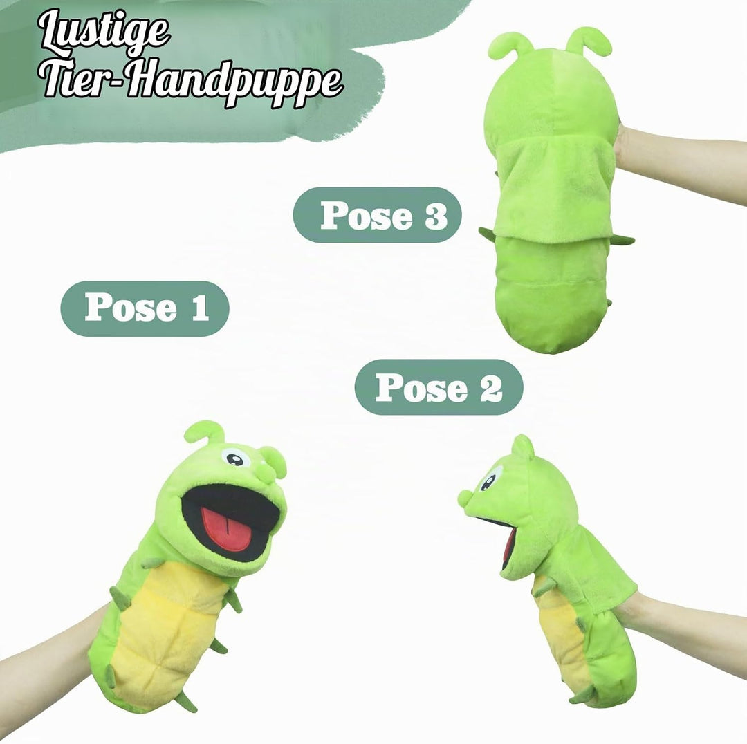 lilizzhoumax Handpuppe Raupe Kuscheltier Tier Raupe Handpuppe aus Plüsch Kawaii Niedliches Rollenspi