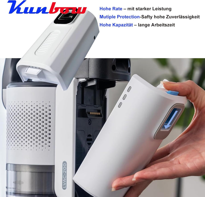 Kunbow 3000mAh Ersatzakku für Levoit LVAC 200, Ersatzbatterie für Levoit LSV-V201-WUS Akku Staubsaug