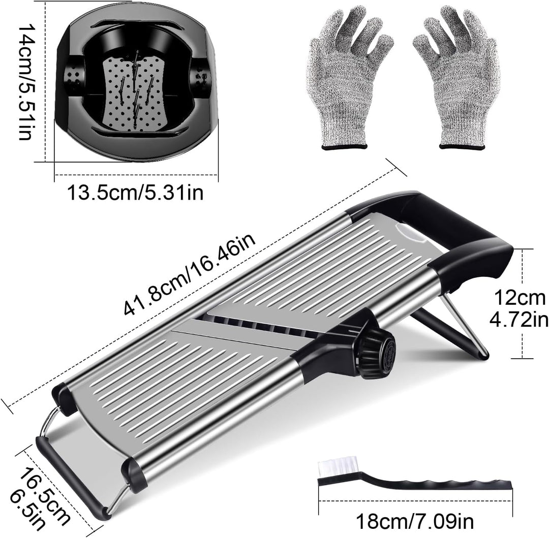 Masthome Gemüsehobel Mandoline, Multifunktion Gemüseschneider Edelstahl mit Schnittfesten Handschuhe