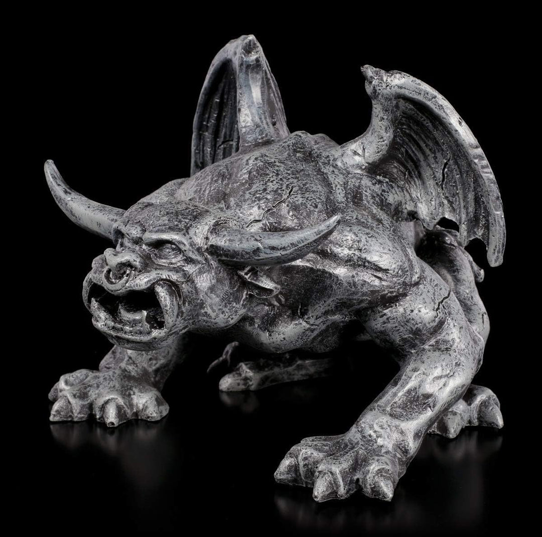 Figuren Shop GmbH Schwarze Gargoyle Gothic-Figur - Teufelskerl | Fantasy Garten-Figur, handbemalt, B