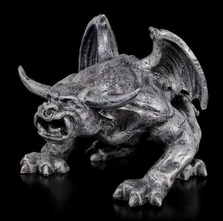 Figuren Shop GmbH Schwarze Gargoyle Gothic-Figur - Teufelskerl | Fantasy Garten-Figur, handbemalt, B