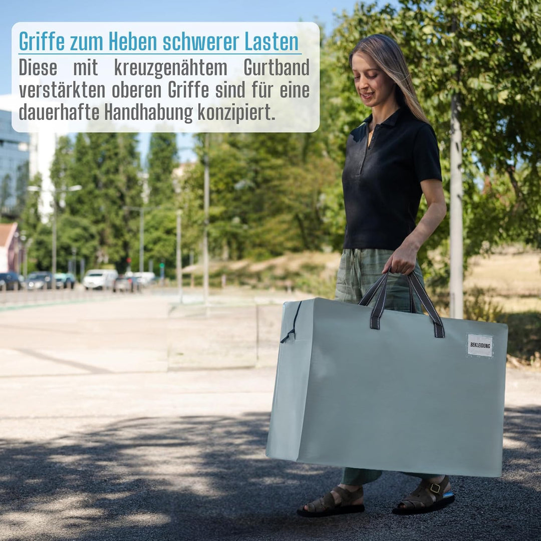 VENO 105 Liter Extra Gross Aufbewahrungstasche mit starke Griffe und Reissverschlüssen für Umzug, Au