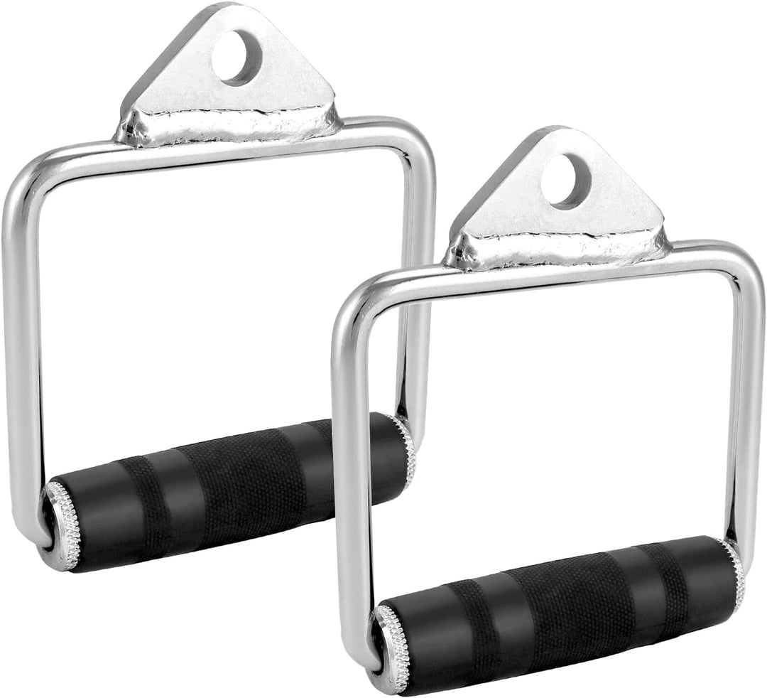 QWORK® 2 Stück Kabelzug Griffe mit Gummigriff, Latzug Griff für Workout am Seilzug