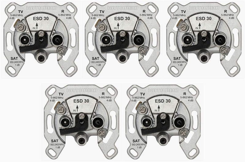 Kathrein ESD 30 Sat-Steckdose 3-Fach (TV, Radio, Sat, Einzelanschlussdose) (5 Stück), 5 Stück