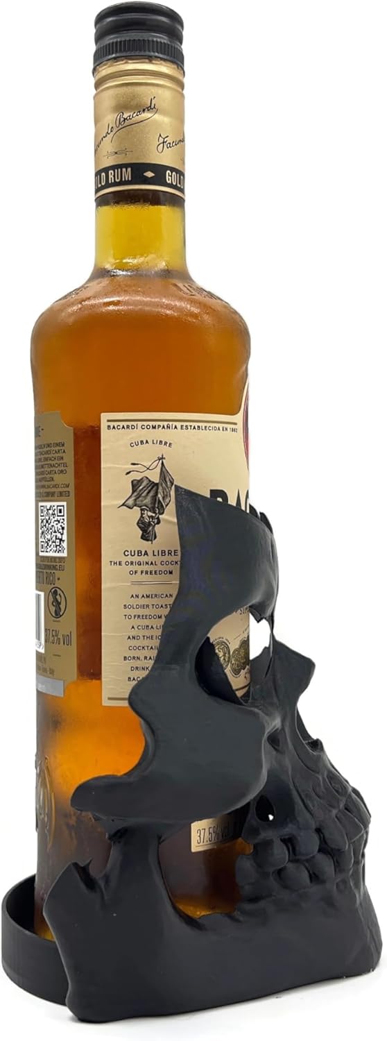 eXODA Flaschenhalter Totenkopf - dekorative Skulptur für Wein Bier und Getränke bis 85 mm Durchmesse