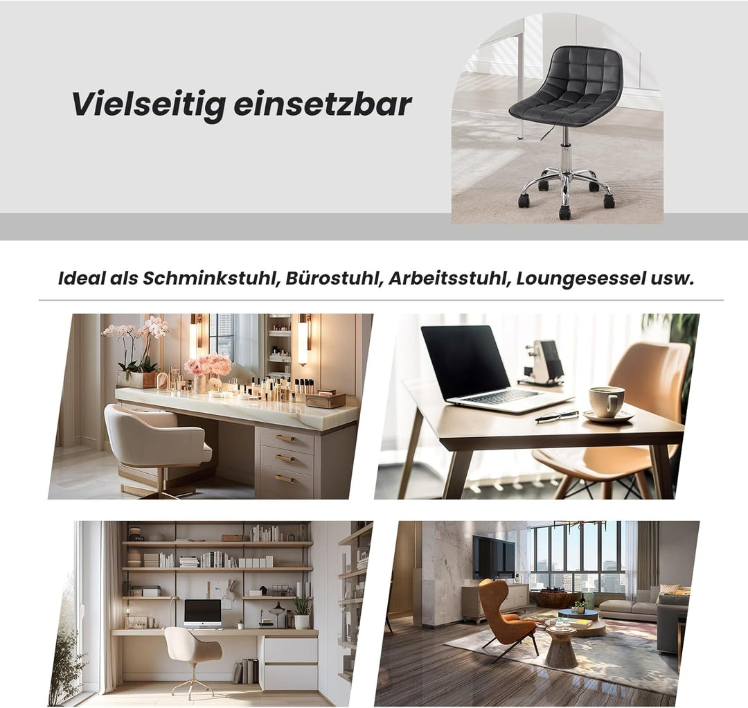 WOLTU Schreibtischstuhl Kinder, Schminkstuhl Sitzhocker Rollhocker Arbeitshocker, 360° drehbar höhen