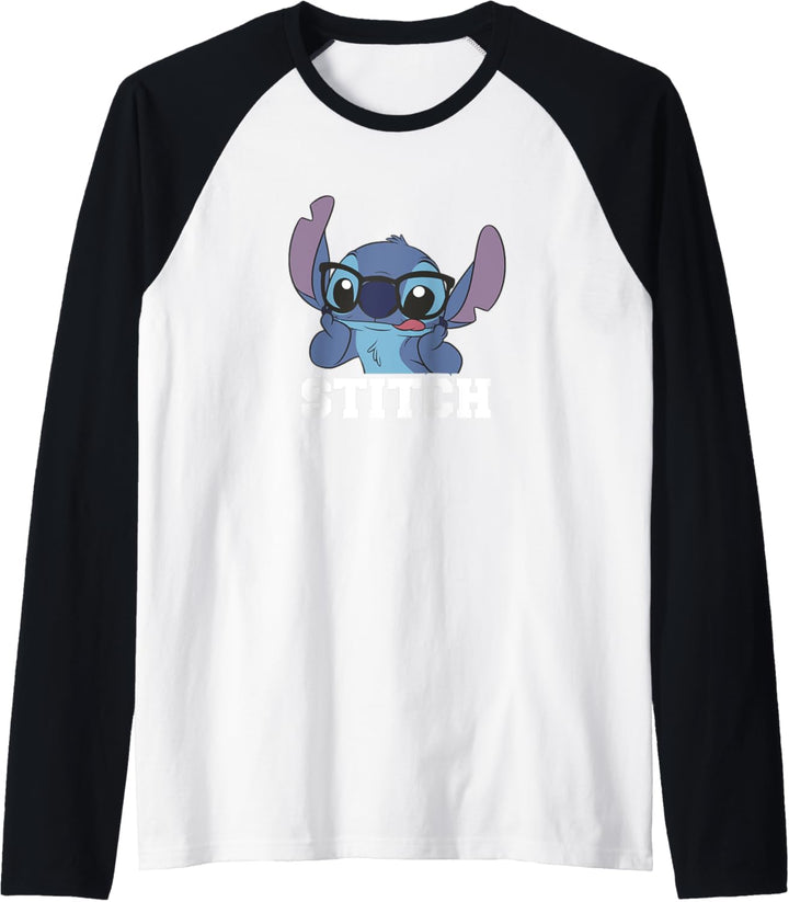 Disney Lilo & Stitch With Glasses Funny Face Raglan
