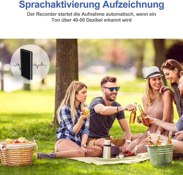 Mini Diktiergerät, TDW Mini Aufnahmegerät 16GB mit Mikrofon Digital Diktiergerät Klein USB Voice Rec