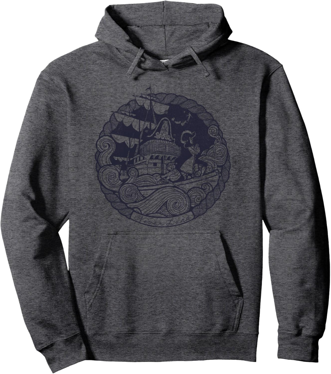 Disney Peter Pan Captain Hook Ship Stamp Pullover Hoodie