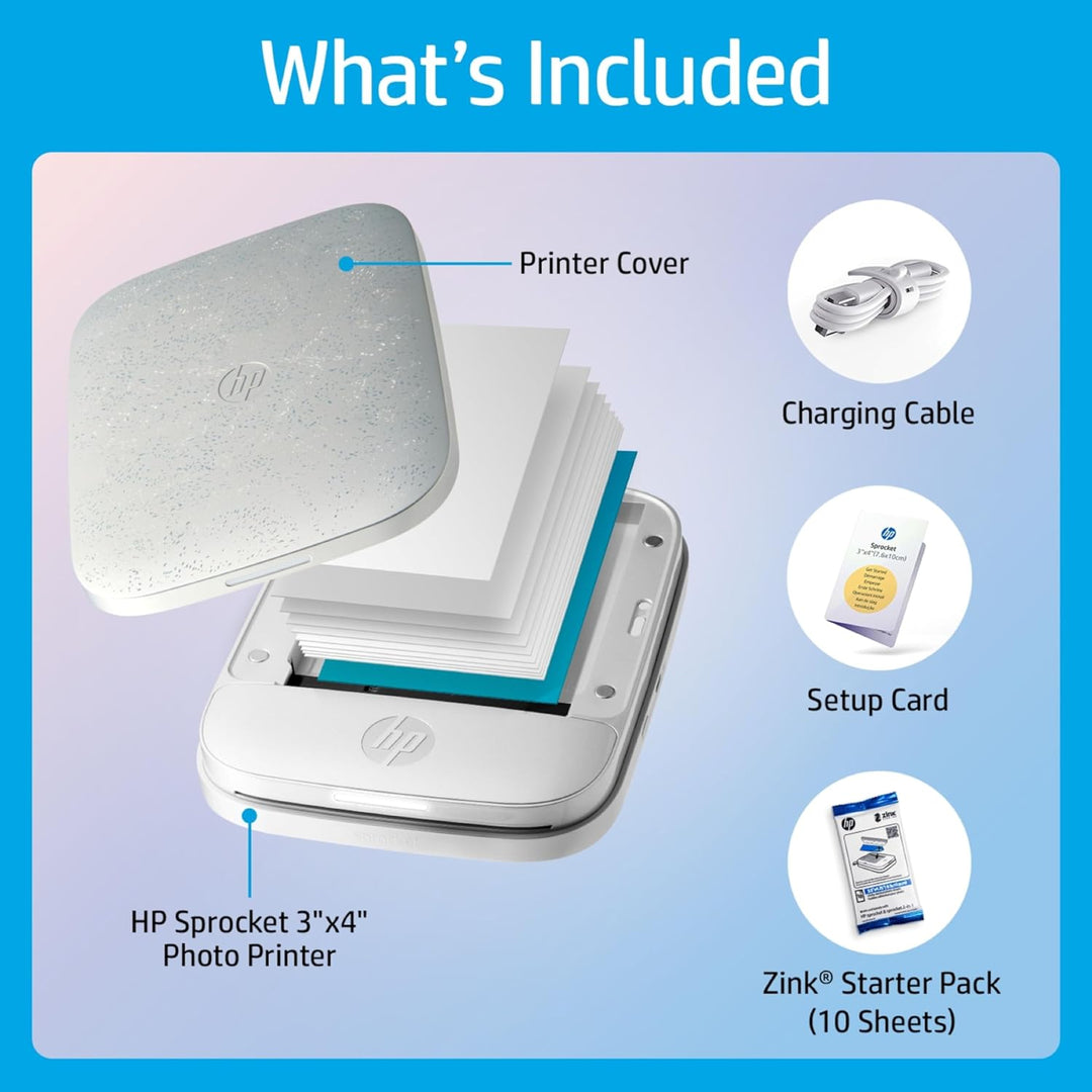 HP Sprocket Sofortbild-Fotodrucker, 7,6 x 10,2 cm, Zinkpapier, 50 Stück
