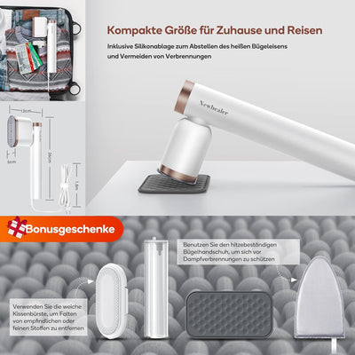 Newbealer Steamer Dampfglätter, 1200W, 120ml, Tragbarer Dampfbügel mit Hand Dampfbürste für Kleidung