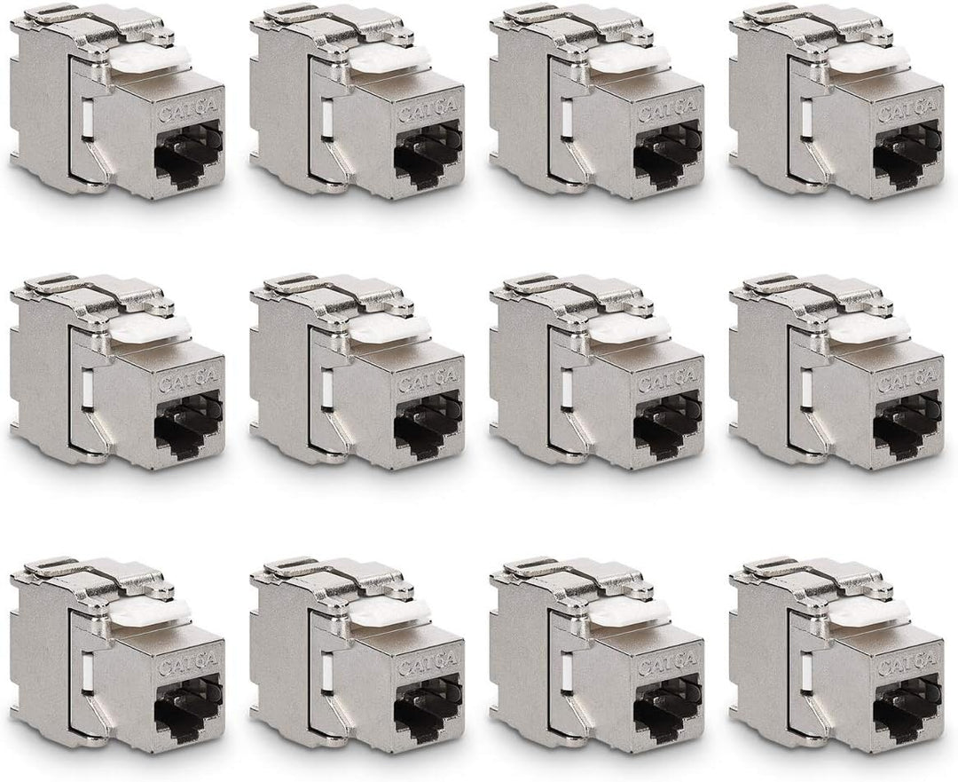 kwmobile 12x Keystone Modul für CAT 6A Kabel - 10 Gbit/s geschirmt Metall Gehäuse Schnappverschluss