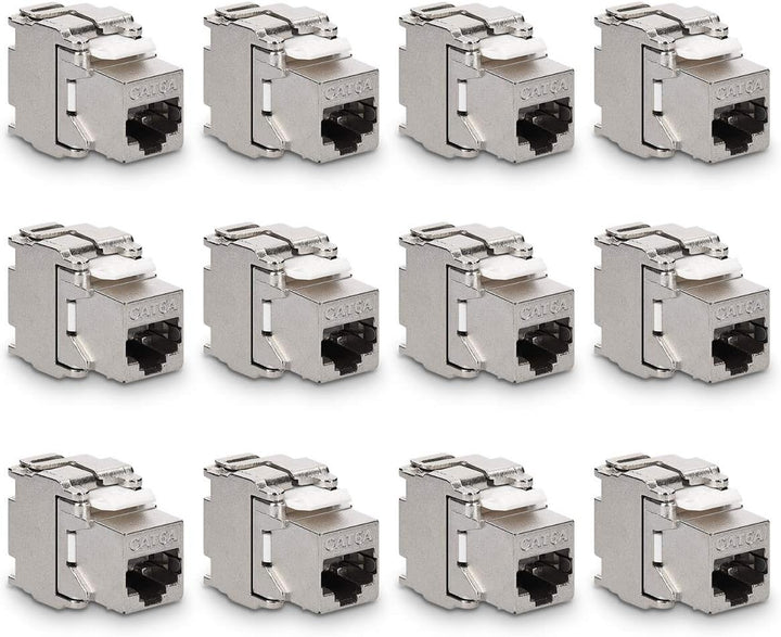 kwmobile 12x Keystone Modul für CAT 6A Kabel - 10 Gbit/s geschirmt Metall Gehäuse Schnappverschluss