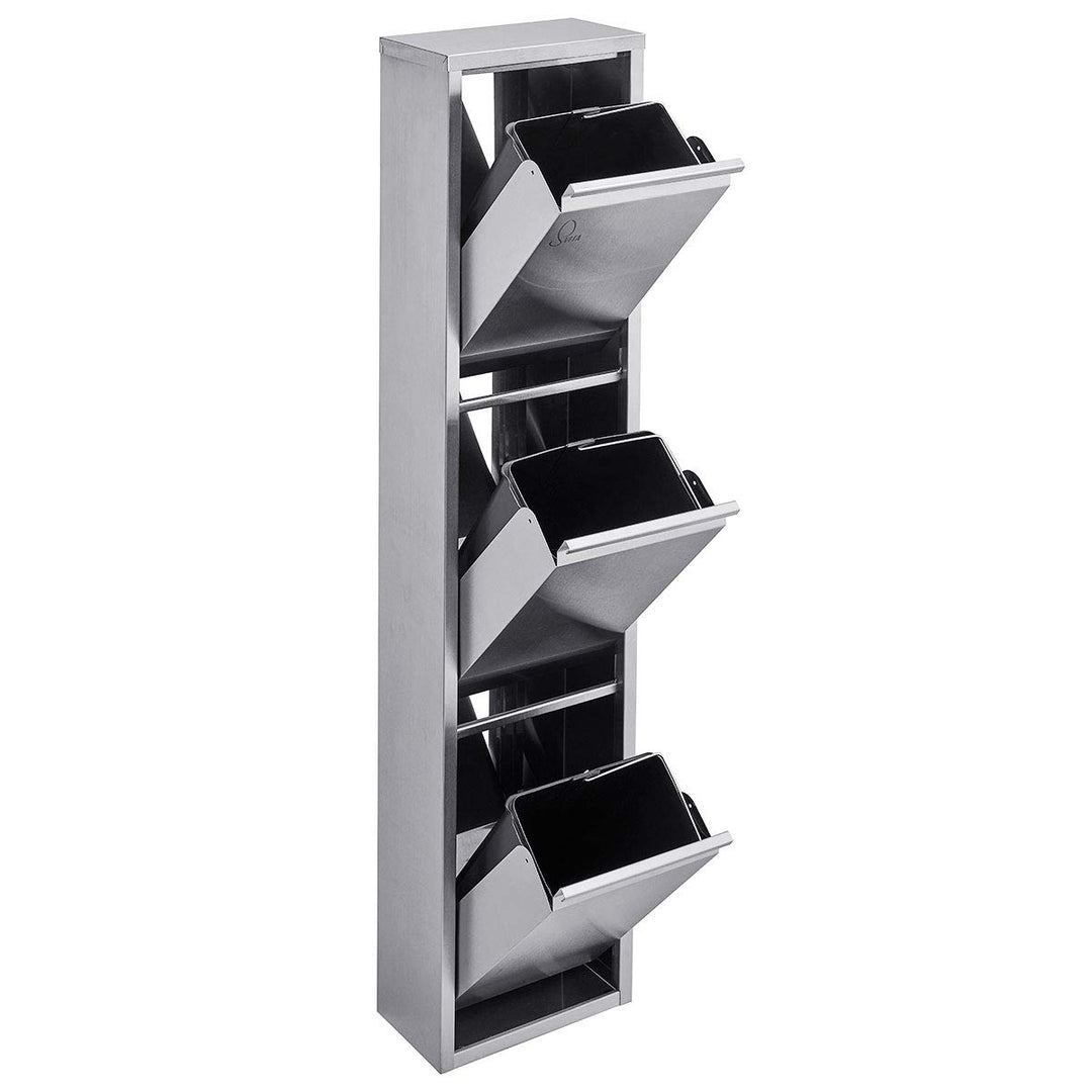 SVITA V3X8 Edelstahl Mülleimer 24 Liter Abfallsammler Abfalleimer Mülltrennung mit Schub-Fächern Ord