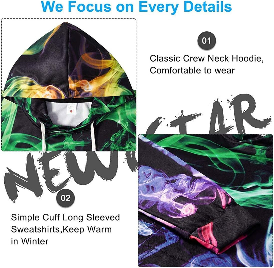 Unisex 3D Druck Hoodie Kapuzenpullover Langarm Sweatshirt Kapuzenjacke mit Taschen S-4XL Blackhole S