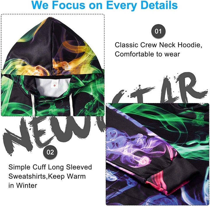 Unisex 3D Druck Hoodie Kapuzenpullover Langarm Sweatshirt Kapuzenjacke mit Taschen S-4XL Blackhole S
