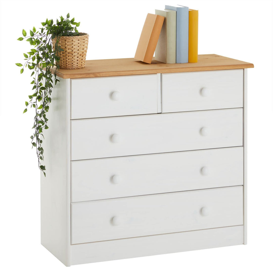IDIMEX Kommode Rondo, schöne Anrichte mit 5 Schubladen, praktisches Sideboard aus massiver Kiefer in