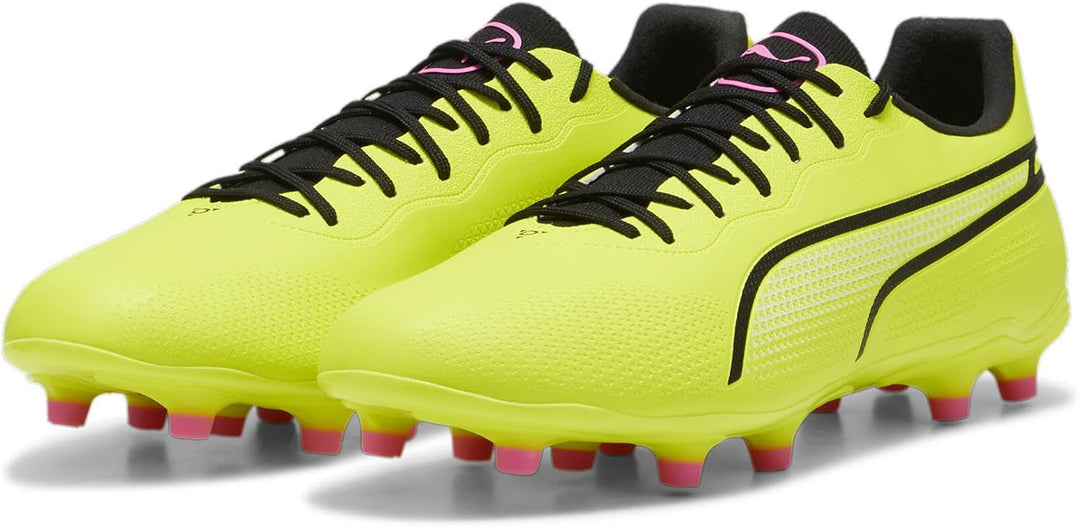 PUMA Mens King Ultimate Soccer Cleats Cleated, Firm Ground, Turf - Black 39 EU Electric Lime Puma Bl
