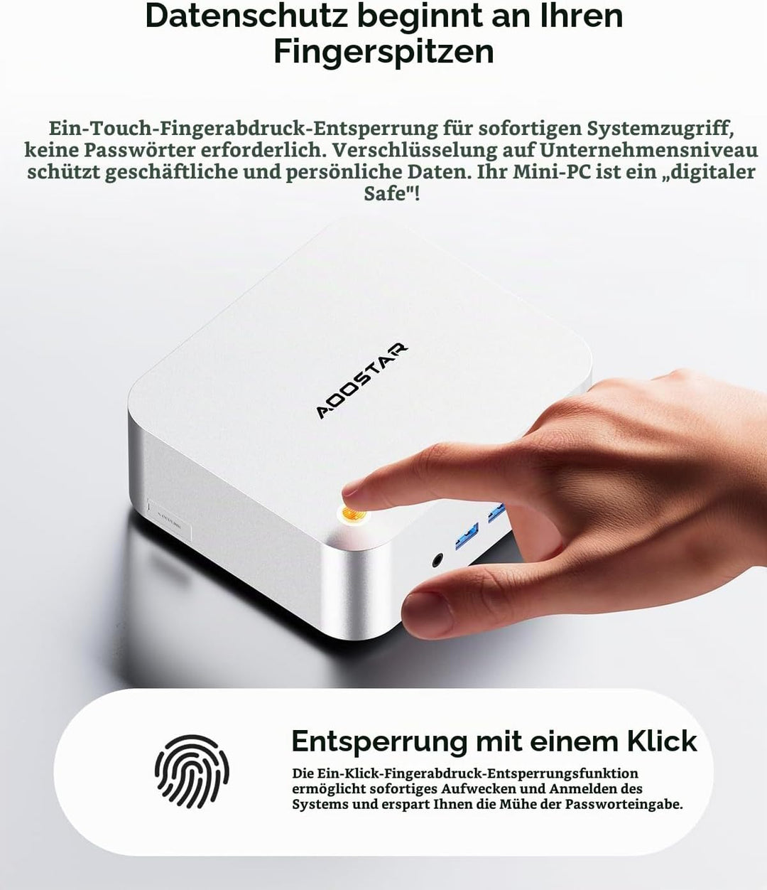 AOOSTAR MACO Mini PC Ryzen 7 PRO 8845HS(bis zu 5,1GHz) Mini Desktop Computer 24GB DDR5 RAM 1TB M.2 S