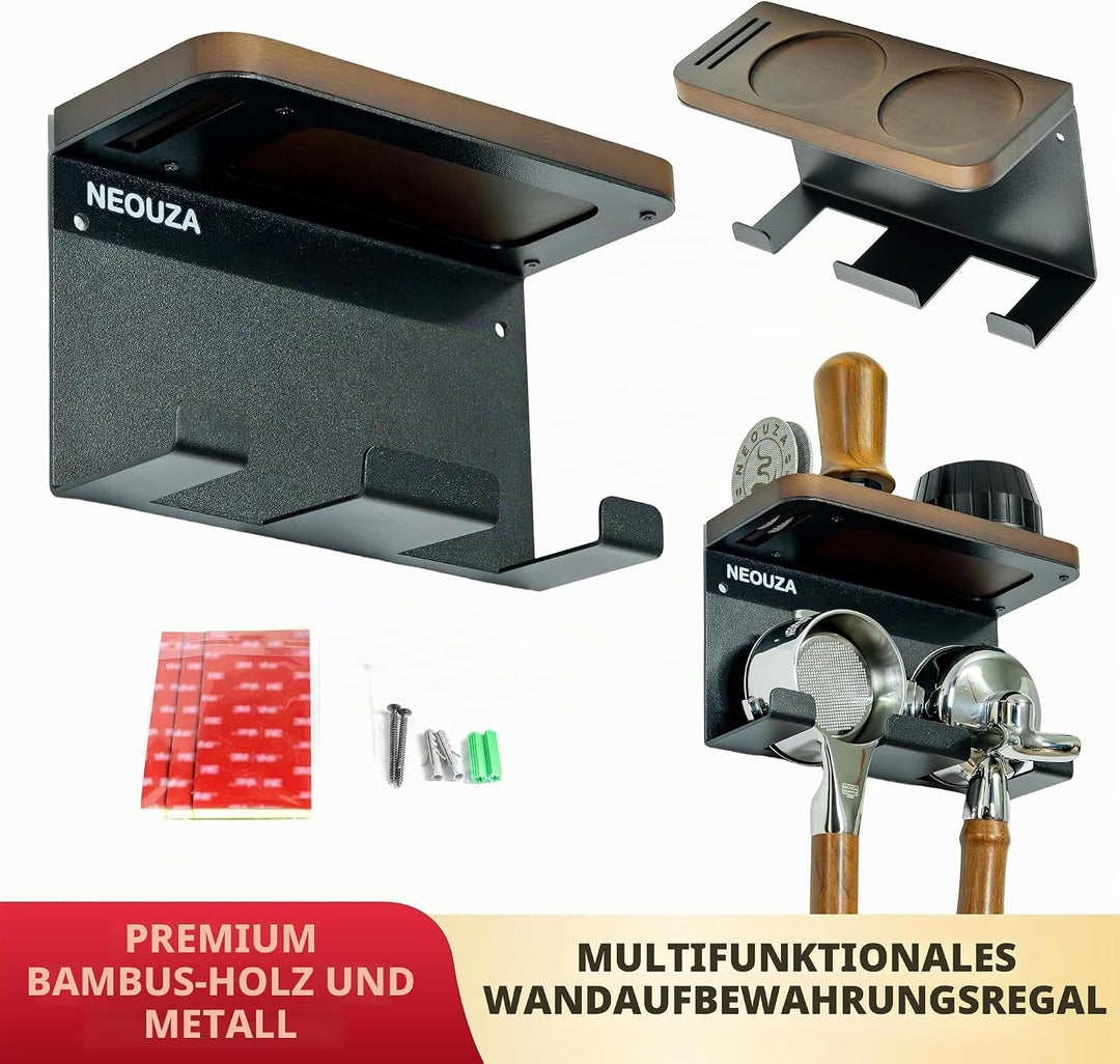 NEOUZA Espressozubehör-Halter, wandmontierter Organizer für Kaffeestampfer, Verteiler, Siebträger, P