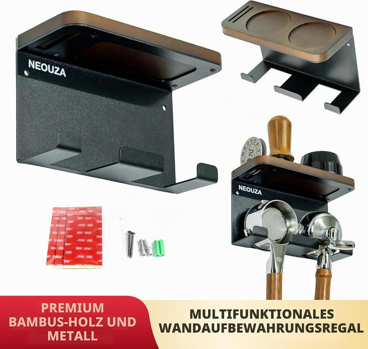 NEOUZA Espressozubehör-Halter, wandmontierter Organizer für Kaffeestampfer, Verteiler, Siebträger, P