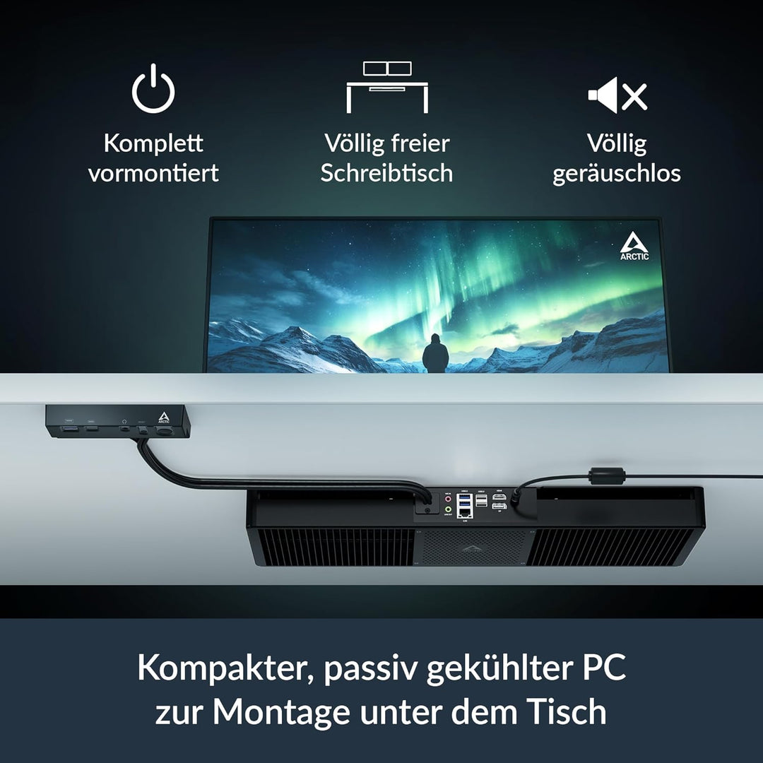 ARCTIC Senza 5700G No OS - Passiv gekühlter, lautloser PC zur Montage unter dem Tisch, ohne Betriebs