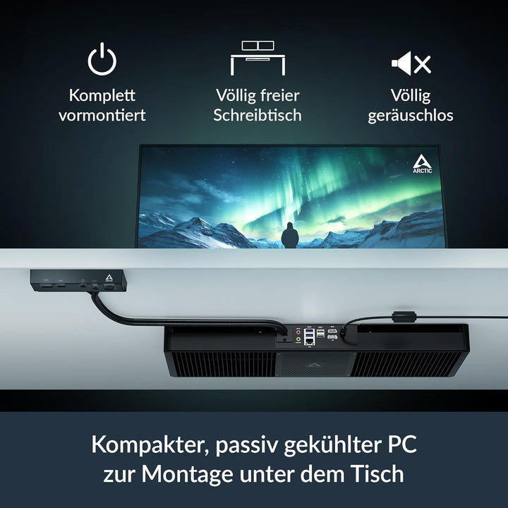 ARCTIC Senza 5700G No OS - Passiv gekühlter, lautloser PC zur Montage unter dem Tisch, ohne Betriebs