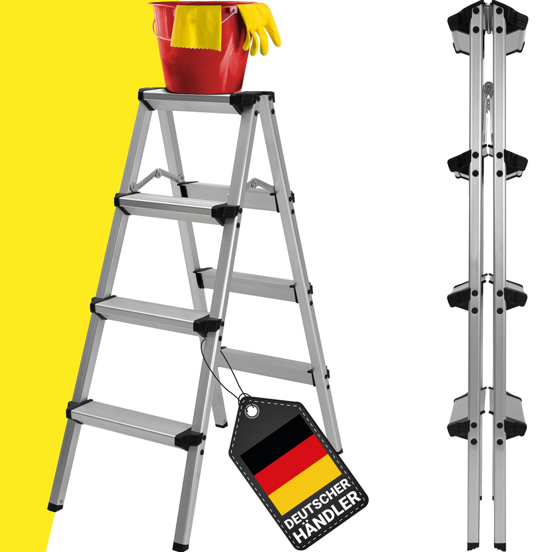 𝐂𝐑𝐀𝐅𝐓𝐅𝐔𝐋𝐋 Alu Stehleiter CF-131A | 𝟑 𝐉𝐀𝐇𝐑𝐄 𝐆𝐀𝐑𝐀𝐍𝐓𝐈𝐄 - 2-5 Stufen - Klappbar - Bis 150kg - Haushaltsl