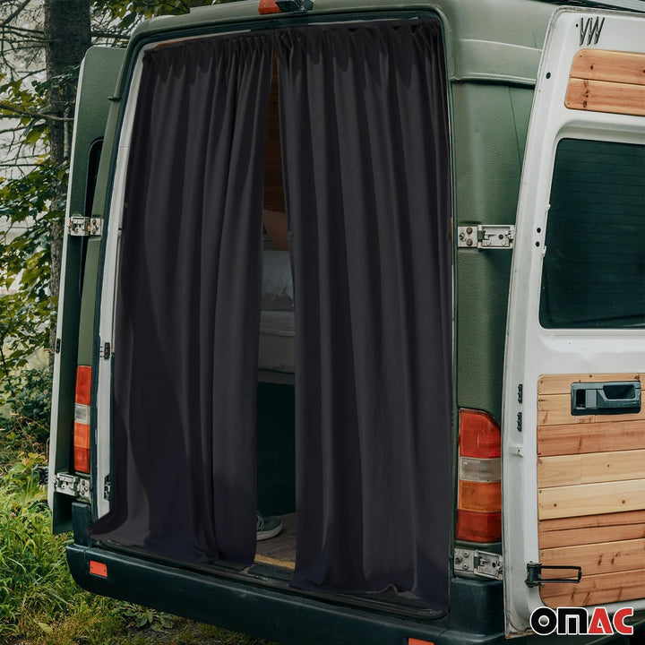 OMAC Heckklappe Gardinen Sonnenschutz Vorhänge kompatibel mit VW Multivan T7 L1 L2 Schwarz 2tlg 130x