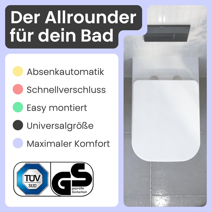 instmaier Helma | Toilettendeckel mit Absenkautomatik | Weiss | TÜV geprüft | Eckig | Toilettensitz